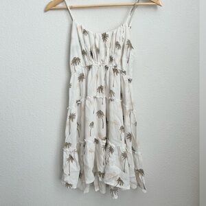 White Palm Print Dress